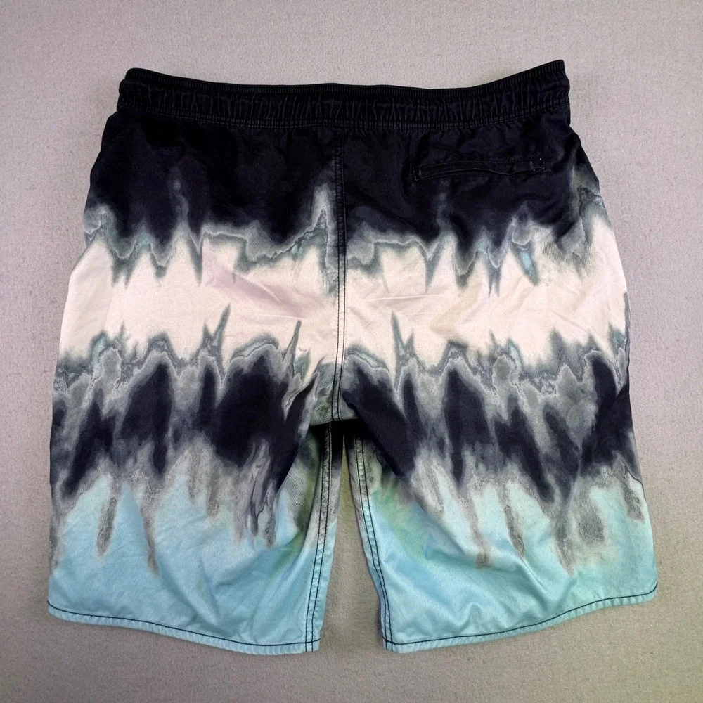 Roundtree &‎ Yorke Men's Large Swim Trunks Blue Black Tie Dye Ombre Board Shorts